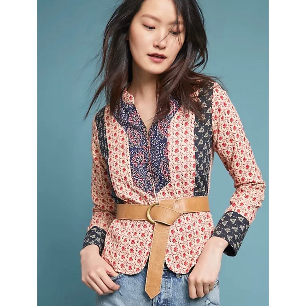 Anthropologie Antik Batik‎ Mixed Print Quilted Jacket, Multi color size XS